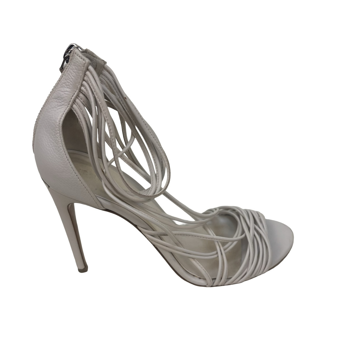 Burberry White Leather Multi Strap Sandals