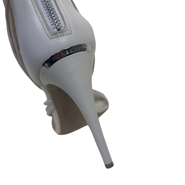 Burberry White Leather Multi Strap Sandals