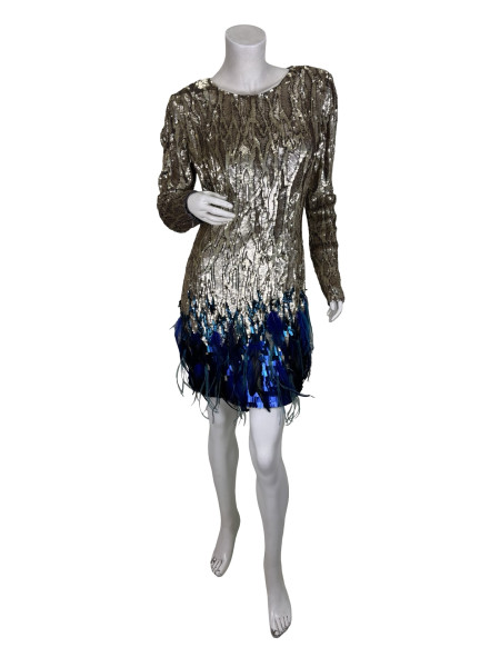 Matthew Williamson Matthew Williamson Gold Sequin Cocktail Dress