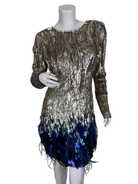 Matthew Williamson Matthew Williamson Gold Sequin Cocktail Dress