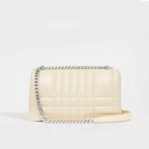 Burberry Small Quilted Lola Bag in Pale Vanilla