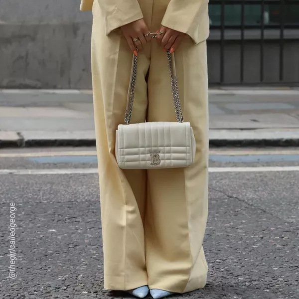 Burberry Small Quilted Lola Bag in Pale Vanilla