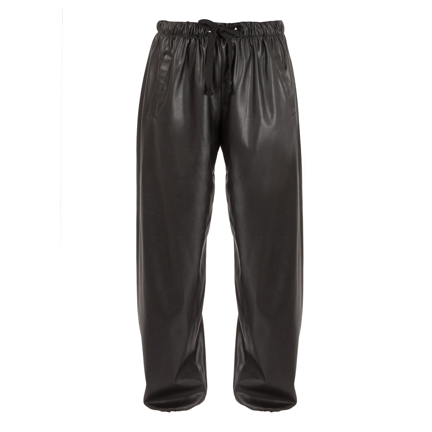 faux leather drawstring trousers