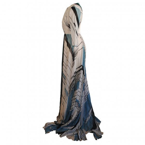 Dhela Keyhole Back Printed Gown