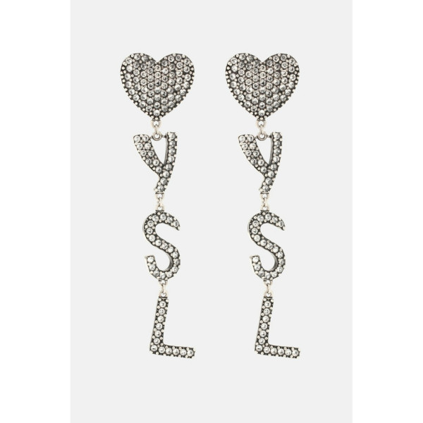 Saint Laurent Ysl Heart Embellished Earrings