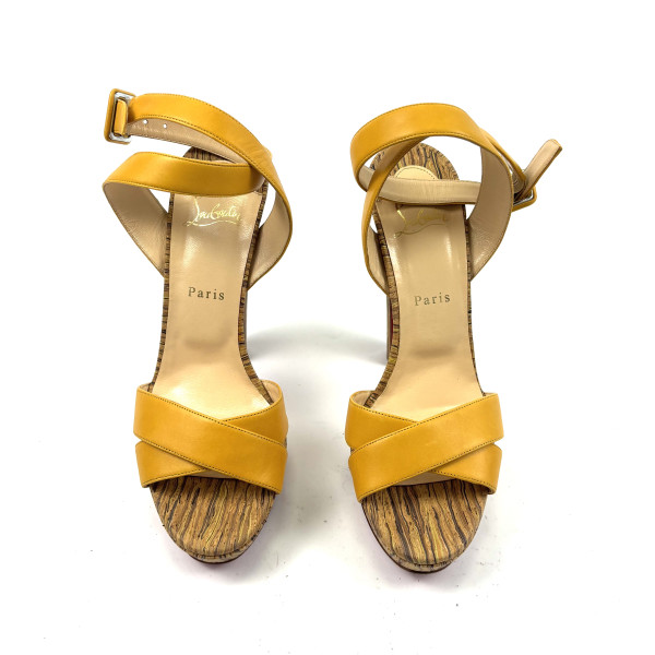 Christian Louboutin Mustard Leather Platform Sandals