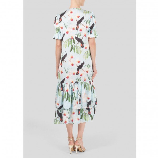 The Latin Runway Orchid Print Button Up Dress