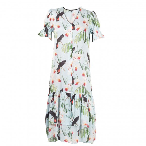 The Latin Runway Orchid Print Button Up Dress