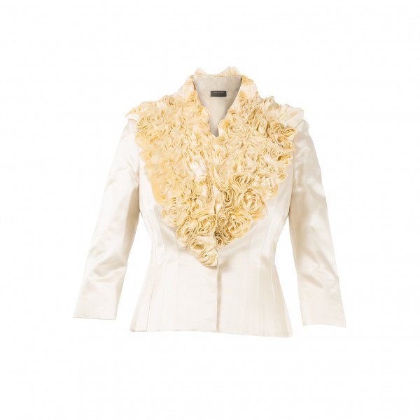 Alexander McQueen Silk Ruffle Detail Two-Piece Suit