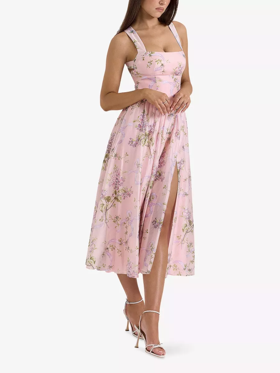 HOUSE OF CB Minerva Pink Floaty Chiffon Midi Sundress