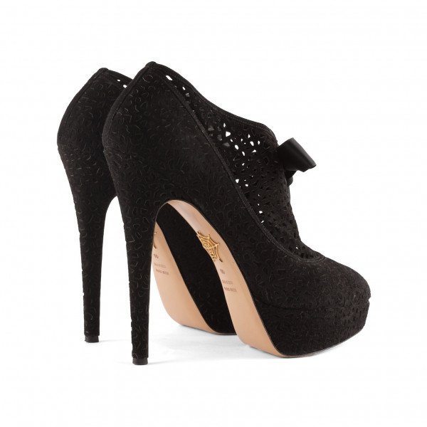 Charlotte Olympia Minerva Laser-Cut Suede Pumps