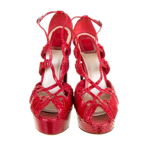 Dior Snakeskin Wedge Sandals