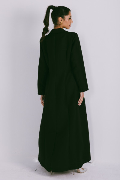 Azzalia Blazer style abaya with embellishments on lapel and pockets.