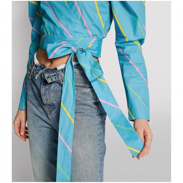 ROTATE Birger Christensen Bridget Cotton Wrap Top