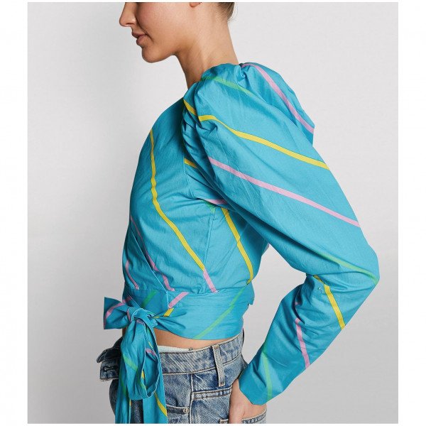 ROTATE Birger Christensen Bridget Cotton Wrap Top
