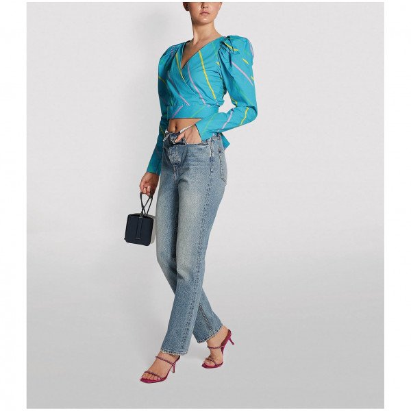 ROTATE Birger Christensen Bridget Cotton Wrap Top