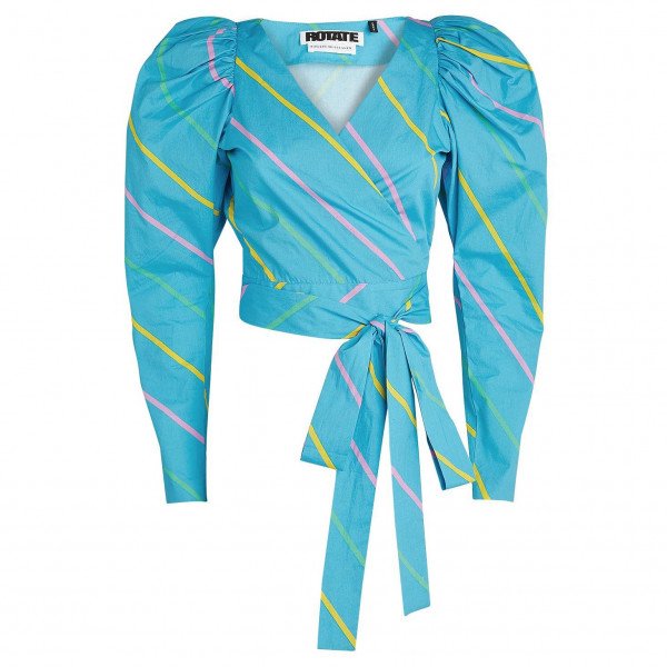 ROTATE Birger Christensen Bridget Cotton Wrap Top