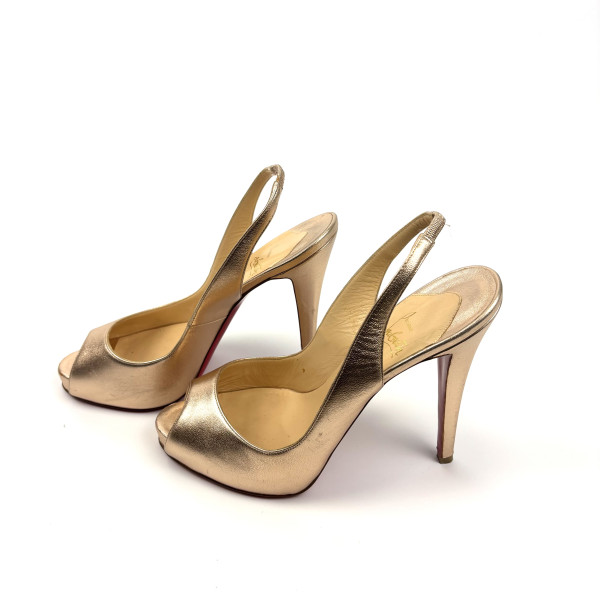 Christian Louboutin Rose Gold Leather Slingback Heels