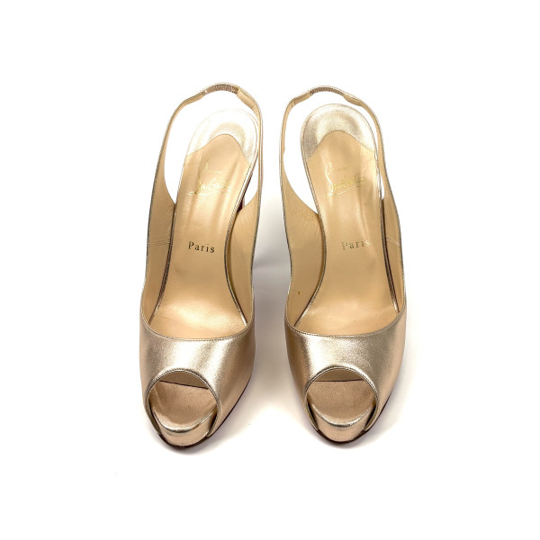 Christian Louboutin Rose Gold Leather Slingback Heels