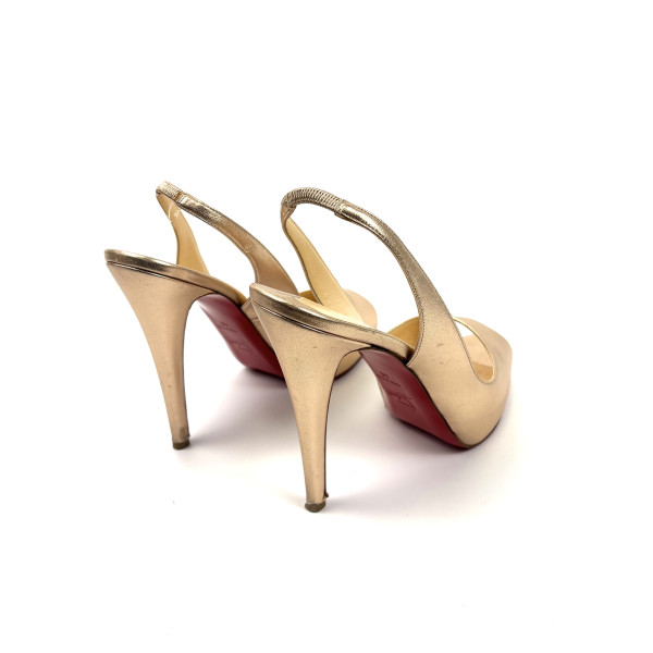 Christian Louboutin Rose Gold Leather Slingback Heels