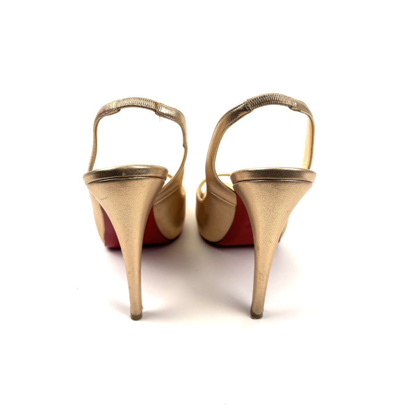 Christian Louboutin Rose Gold Leather Slingback Heels