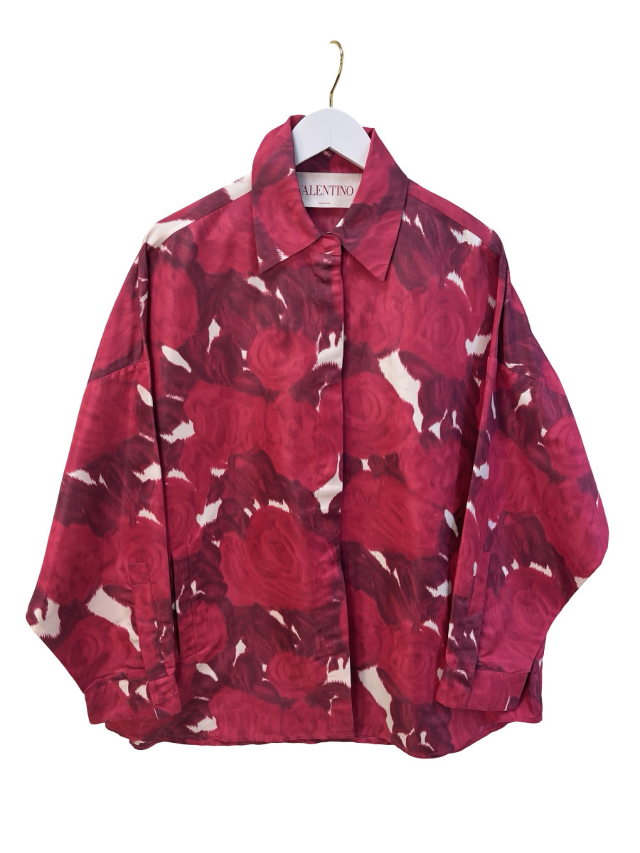 Valentino Silk Shirt – Red Rose Print