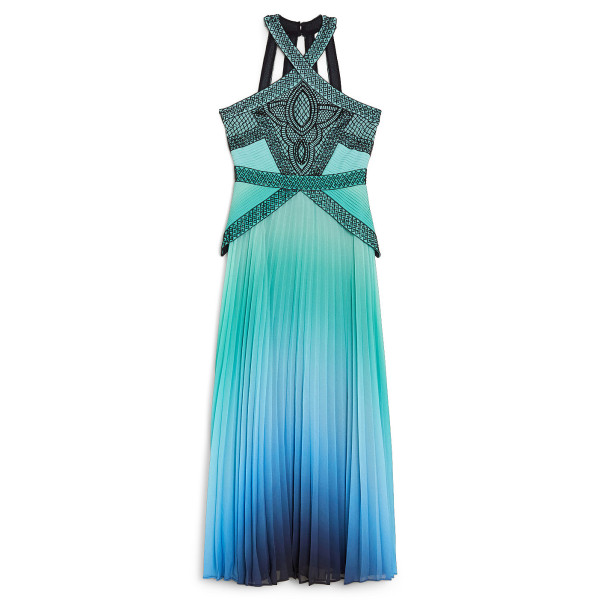 Karen Millen Embellished Ombre Print Pleated Maxi Dress