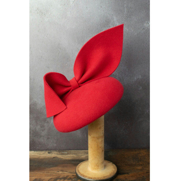 Lillibets Millinery Lillibets Millinery Red Felt Hat Fascinator