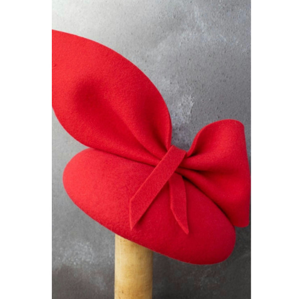 Lillibets Millinery Lillibets Millinery Red Felt Hat Fascinator