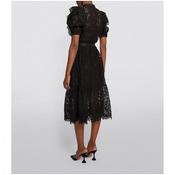 Self-Portrait Short-Sleeved Lace Midi Dress