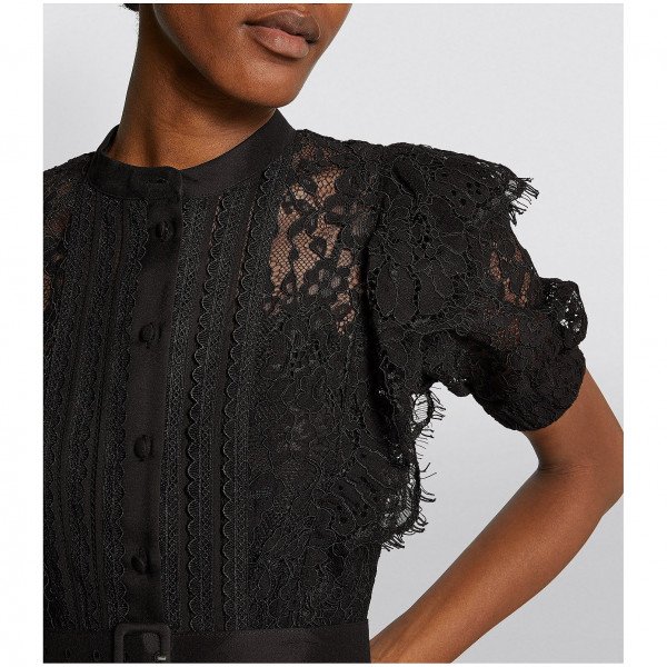 Self-Portrait Short-Sleeved Lace Midi Dress