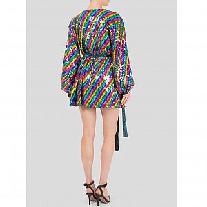 Rainbow Sequin Wrap Dress