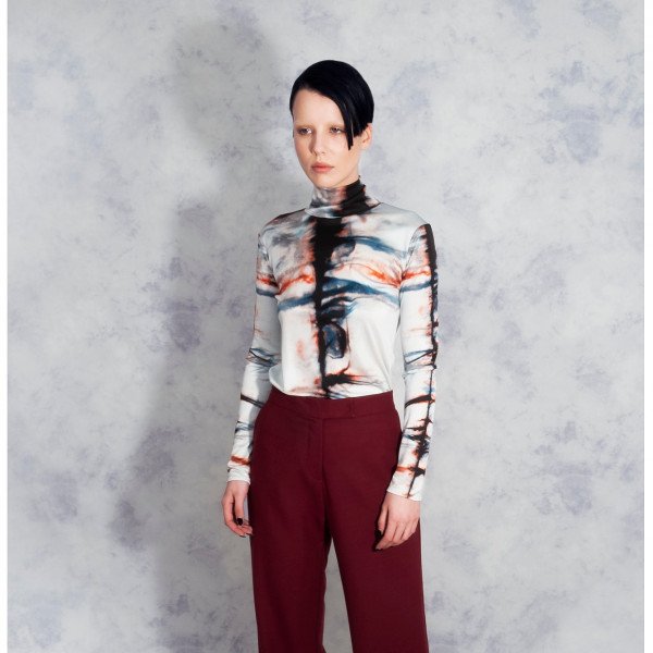 Riona Treacy Silk Shibori Turtleneck Top