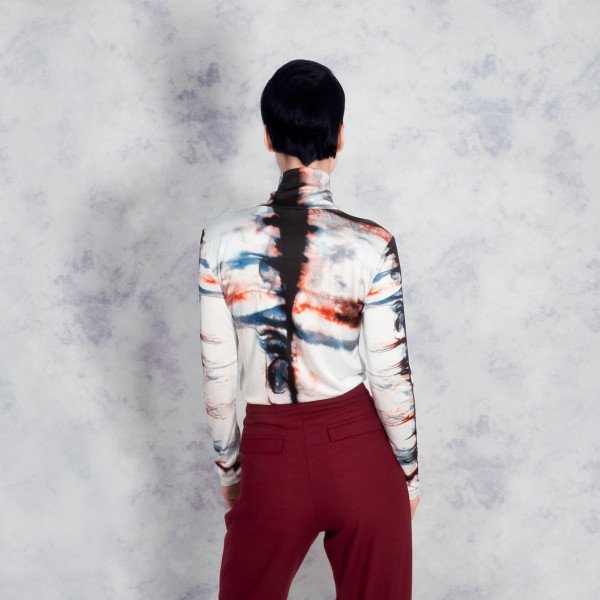 Riona Treacy Silk Shibori Turtleneck Top