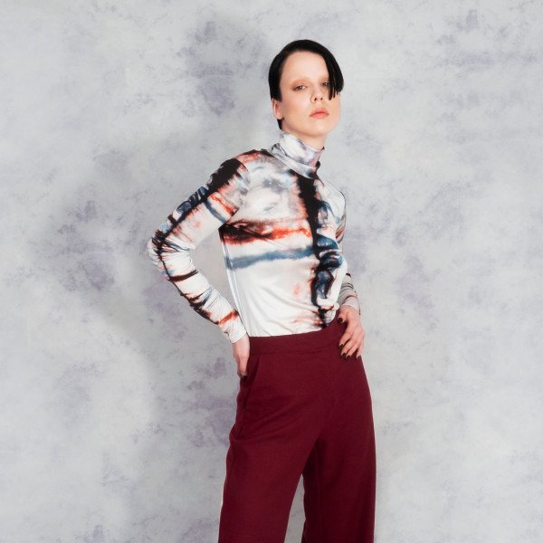 Riona Treacy Silk Shibori Turtleneck Top