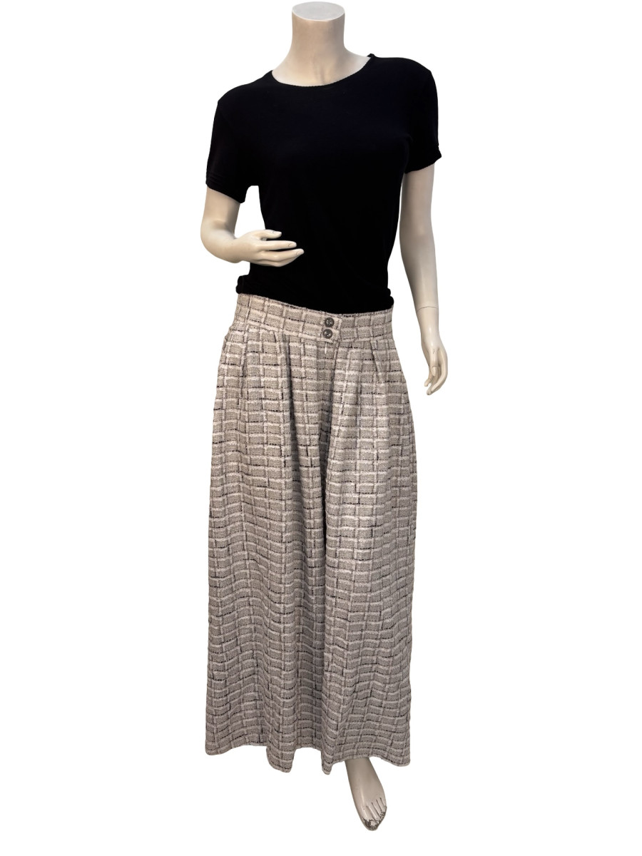 CHANEL Grey Tweed Maxi Skirt