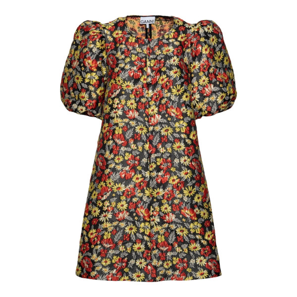 Rent Buy Ganni Floral Jacquard Mini Dress MY WARDROBE HQ