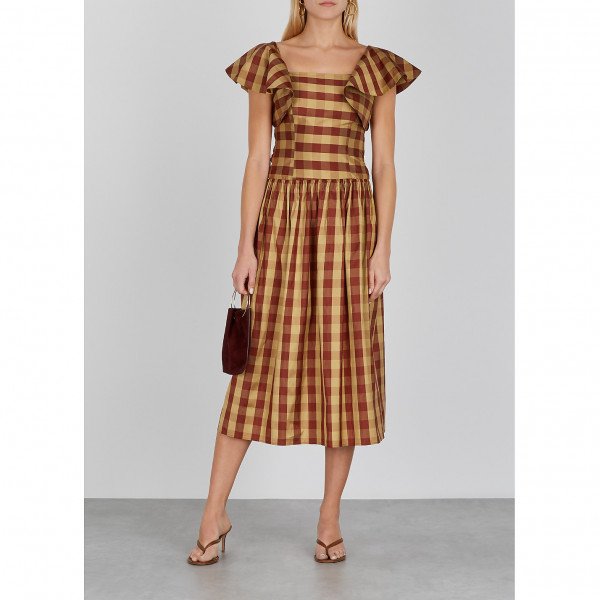 BATSHEVA Long Check Bow Dress
