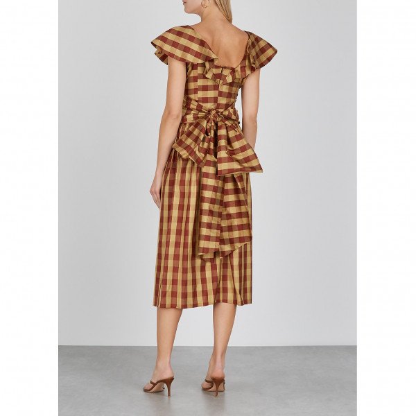 BATSHEVA Long Check Bow Dress