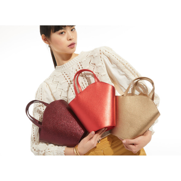 Natalie Dennis Iconic Infinity Handbag In 3D Two Tone Burgundy And Red