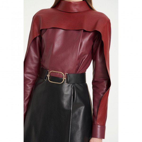 PORTS 1961 Overlay A-Line Leather Dress