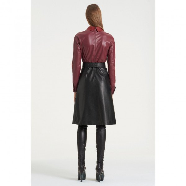 PORTS 1961 Overlay A-Line Leather Dress