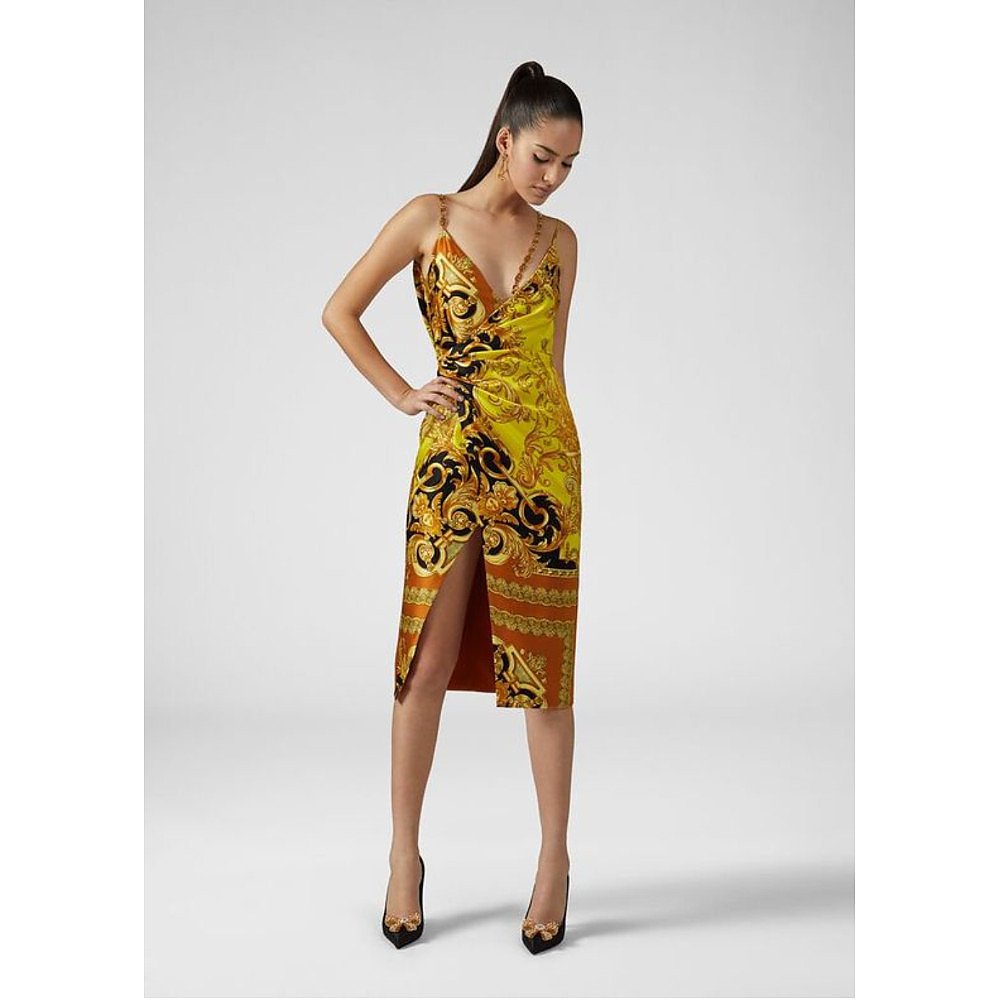 Rent or Buy Versace Femme Baroque Printed Silk Wrap Dress from ...