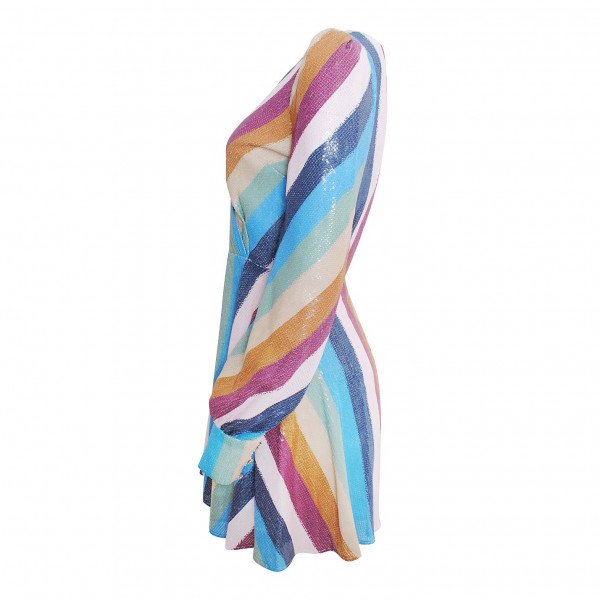 Olivia Rubin Multicolour Sequin Stripe Mini Dress