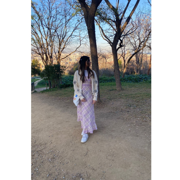 Ganni Check Midi Seersucker Dress