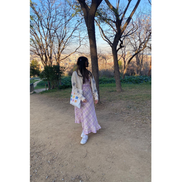 Ganni Check Midi Seersucker Dress