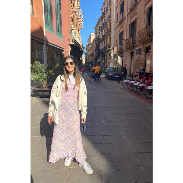 Ganni Check Midi Seersucker Dress