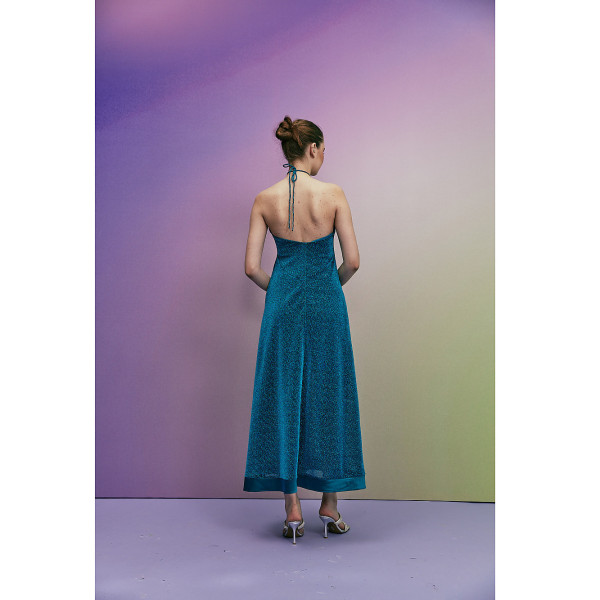 Joanna Andraos Teal Sleeveless Full Length Dress