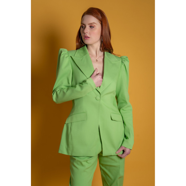 FEMPONIQ Puff-Shoulder Tailored Blazer