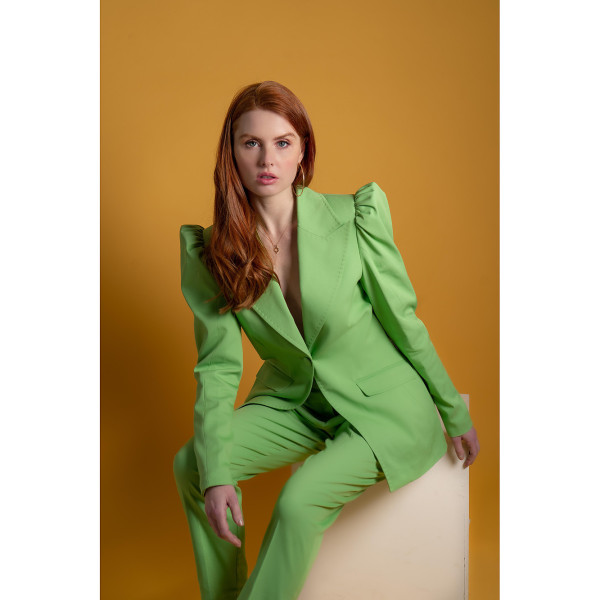 FEMPONIQ Puff-Shoulder Tailored Blazer